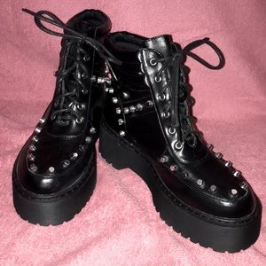 EGO Platform Lug Sole Vegan Leather Studded Boots sz 7 - NWOT NEVER WORN